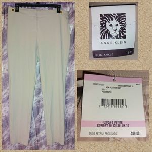 Anne Klein Petite brand Khaki Soft Knit Slim Ankle Slacks Sz 6P